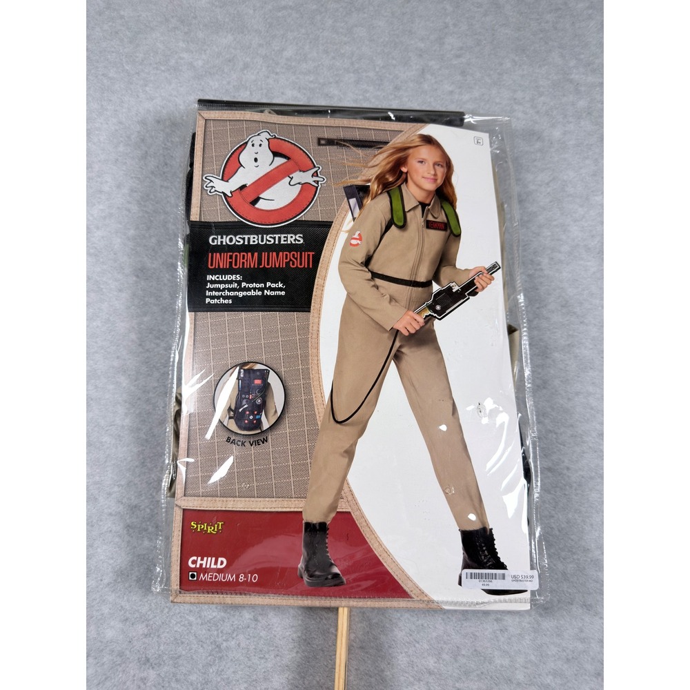 Spirit Ghostbusters Jumpsuit Kids Medium 8-10 Tan New Costume Proton Pack Patch